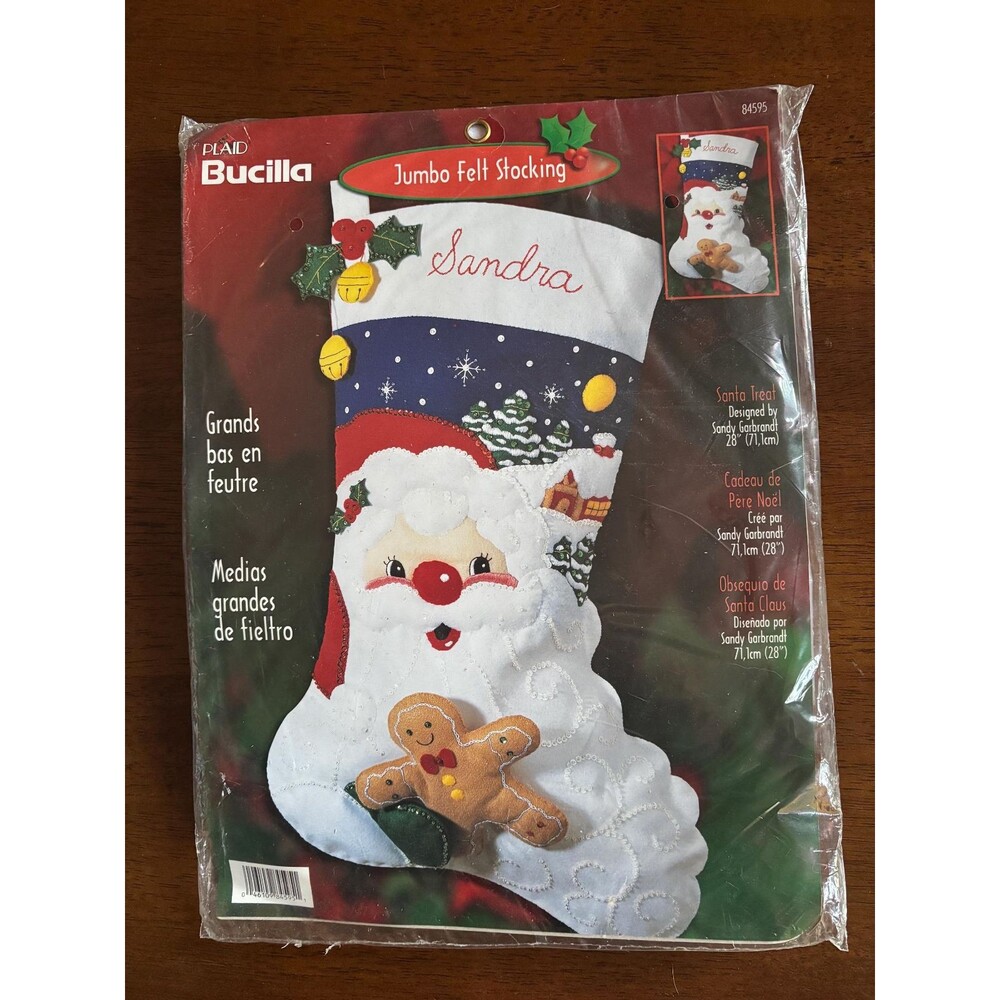 Bucilla Stocking Kit Jumbo 28 inch Christmas Felt 84595 SANTA TREAT Retired NOS